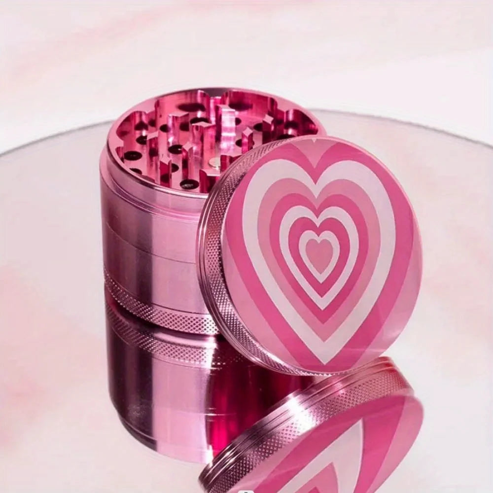 2 Pieces LOVE Heart Herb Grinder Roling Tray Combo Girly PINK Tobacco Kits