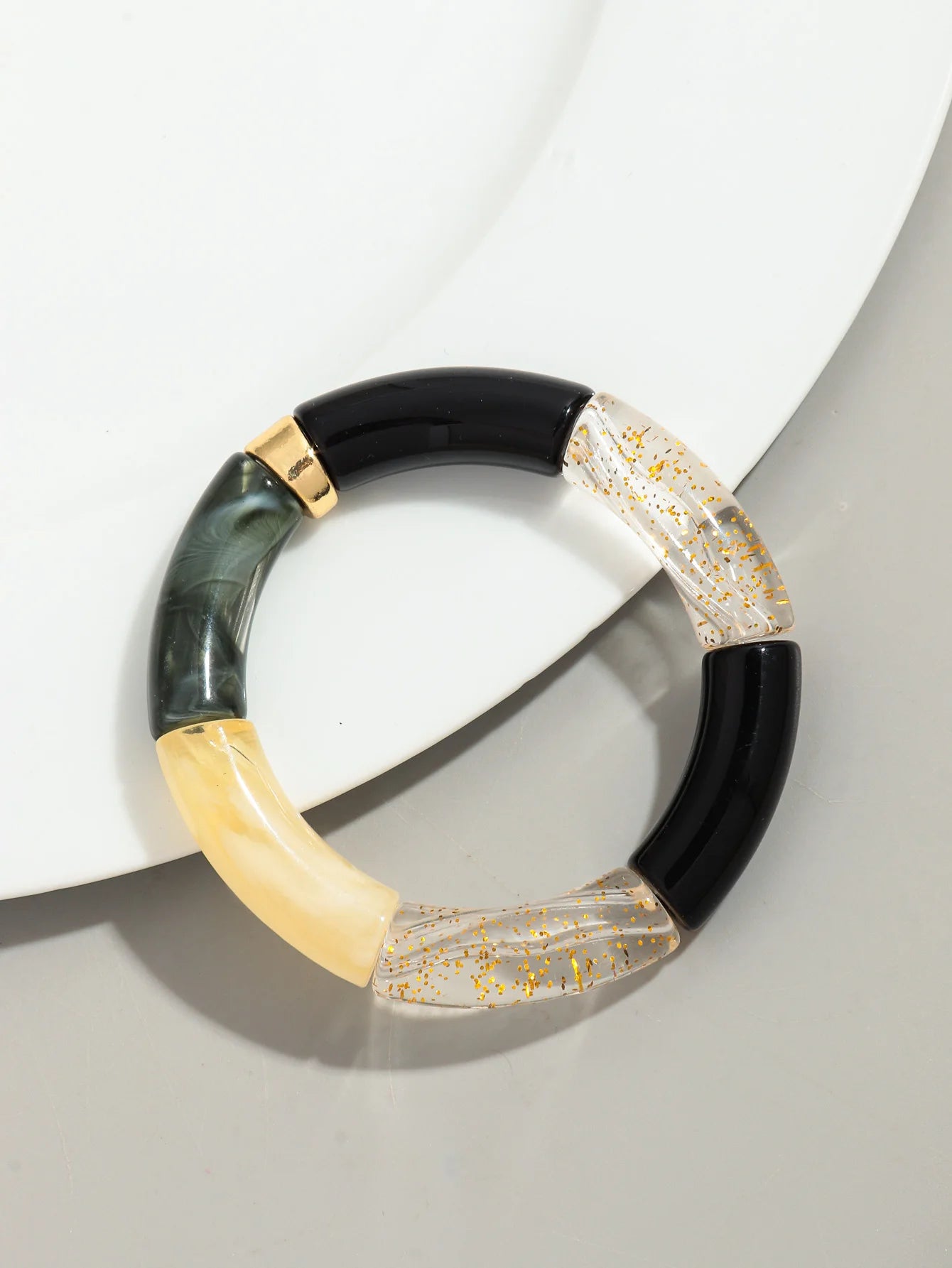 Bohomia New Acrylic Chunky Bamboo Stackable Bracelet for Women Boho Elastic Colorful Tube Beads Braceletes 2025 Fashion Jewelry