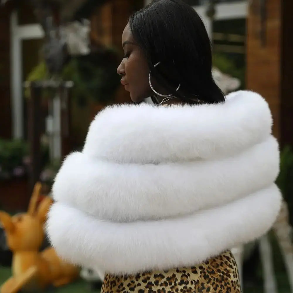 JANEFUR Real Fox Fur Shawl Poncho Women 2023 Luxury Elegant Wedding Bridal Formal Party Warm Winter Natural Fur Cape Coat