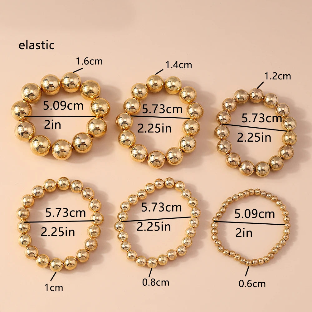 Aihua Trend Stretch Gold Sliver Color 6MM 8MM 12MM 16MM Stacked Ball Beaded Bracelet For Women Men Round CCB Beads Bracelets