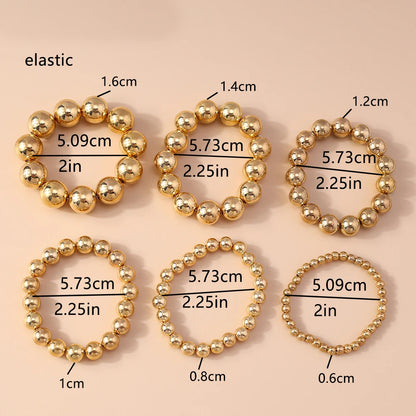 Aihua Trend Stretch Gold Sliver Color 6MM 8MM 12MM 16MM Stacked Ball Beaded Bracelet For Women Men Round CCB Beads Bracelets