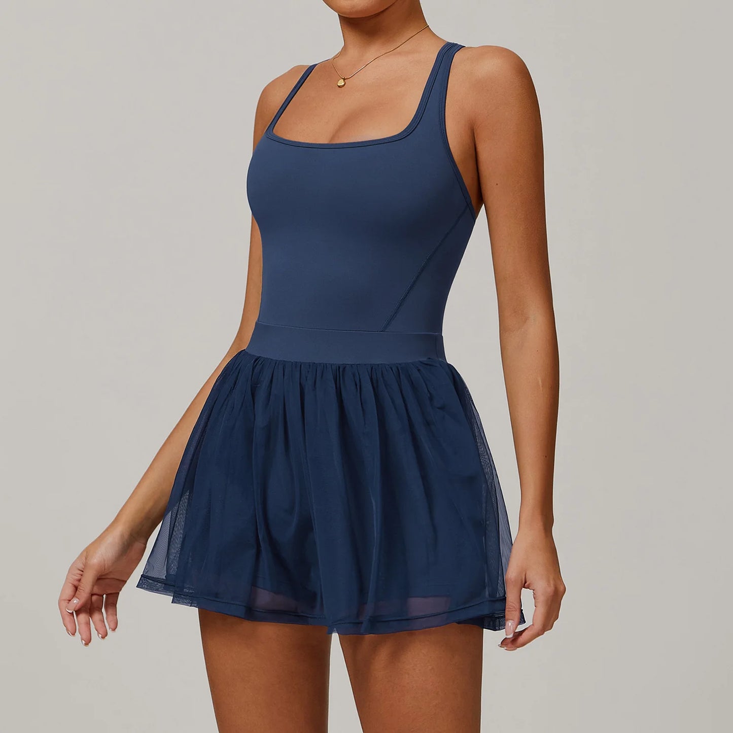 Custom LOGO women's recycled dress mesh yarn breathable and quick-drying sports running anti-light tennis skirt