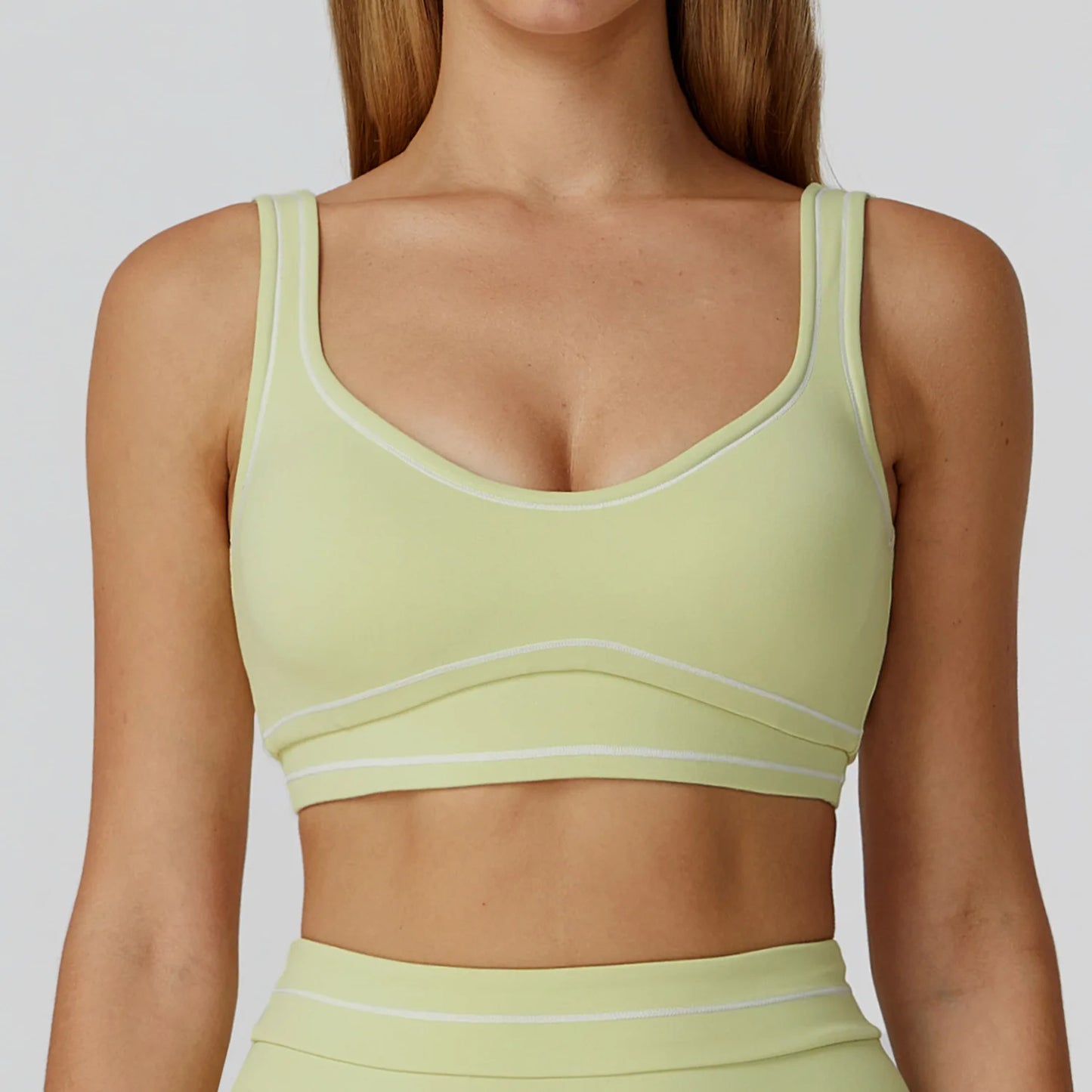 Customized LOGO contrasting color grinding yoga bra U-shaped beautiful back sports underwear running fitness yoga clothes