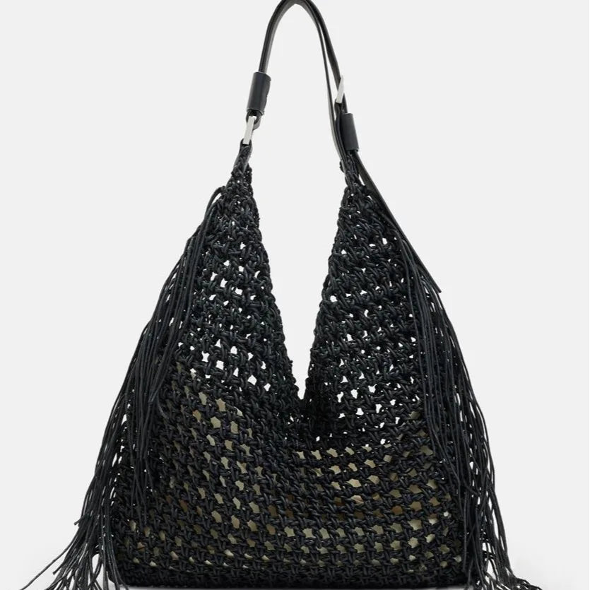 Designer Luxury Tote Bag Women 2025 New Large Capacity Bohemian Style Beach Bag Handmade Woven Hollow Out Tassel Shoulder Bag