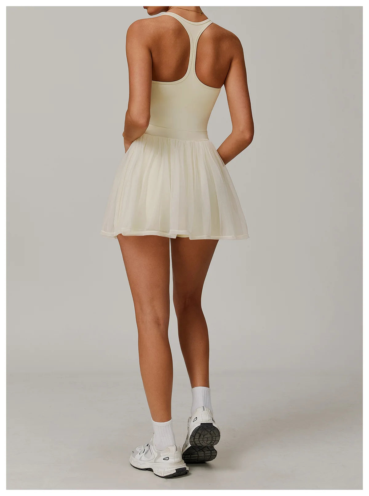 Custom LOGO women's recycled dress mesh yarn breathable and quick-drying sports running anti-light tennis skirt