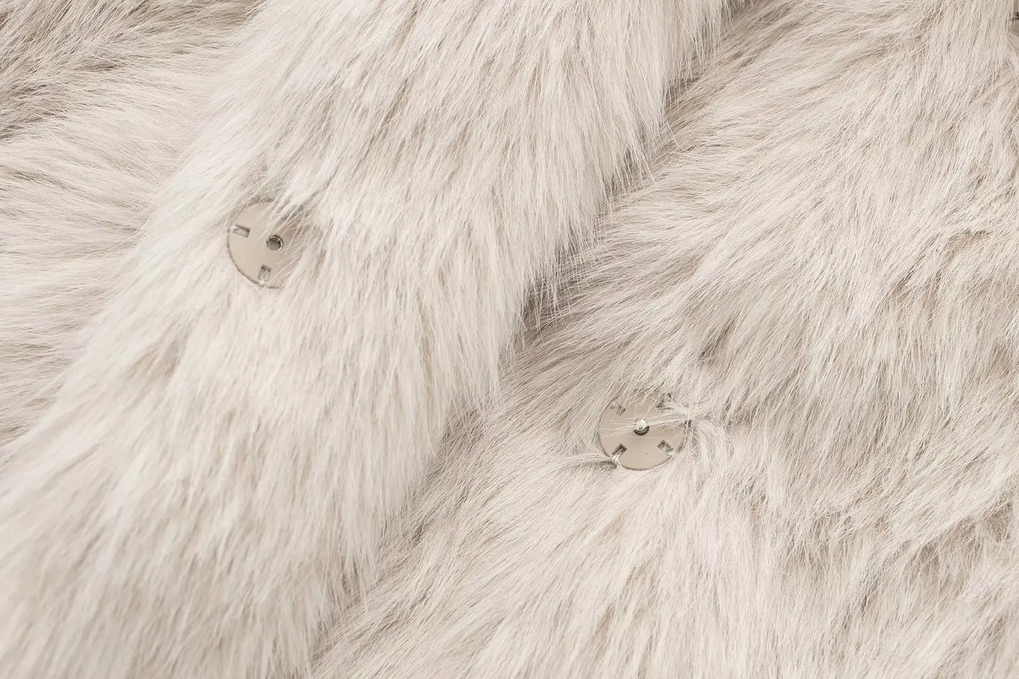 TRAFZA Female Vintage Artificial Fur Effect Coats Lapel Warm Plush Long Sleeves Hidden Buttons Autumn Winter Casual Outerwear