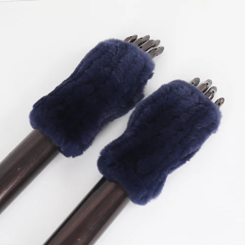 New Style Fashion 100% Genuine Rex Rabbit Fur Lady Gloves Women Winter Keep Warm Real Fur Glove Elastic Knit Outdoor Fur Mittens