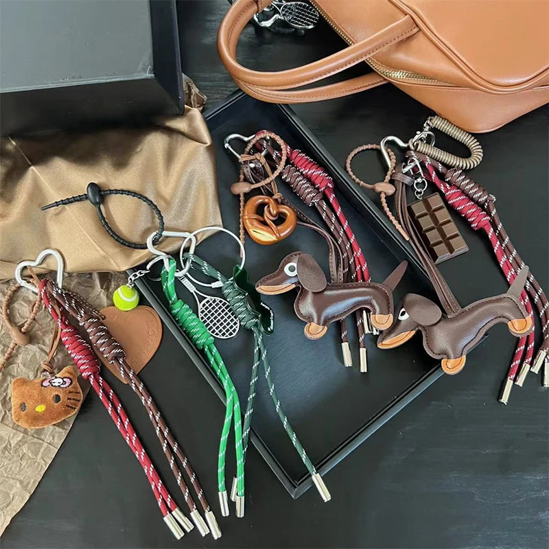Braided Rope Bag Pendant High-grade Keychain Pendant Ruth's Same Style Dachshund Pendant Suitable For Phone Bag Accessories