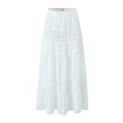 Lace Skirt Set Dress Summer Women Beach Holiday Sexy Cotton Matching Set Outfits Spring White 2 Pcs Vestidos Female Set 2025