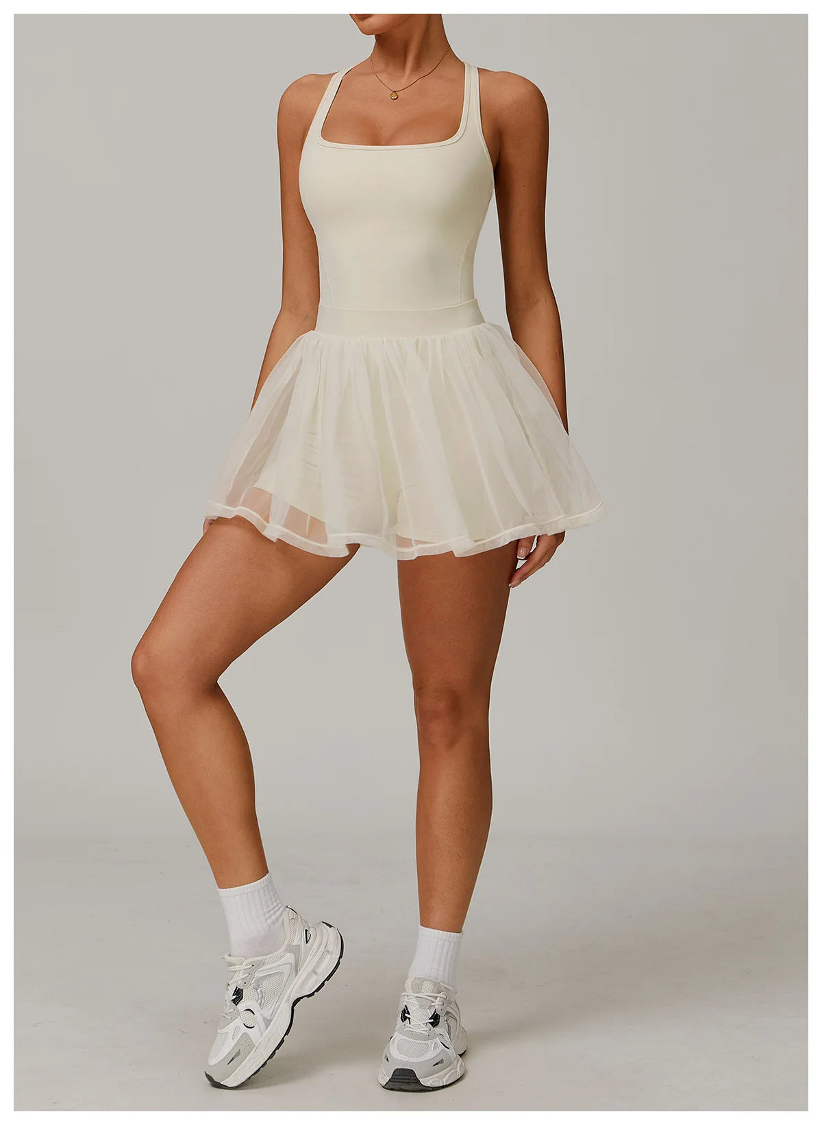 Custom LOGO women's recycled dress mesh yarn breathable and quick-drying sports running anti-light tennis skirt