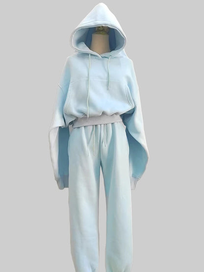 Casual New Fashion Hoodies Suit Women Winter Spring Solid Tracksuit Two Pieces Set Sports Pullover Sweatpants Sweatshirt Mujer