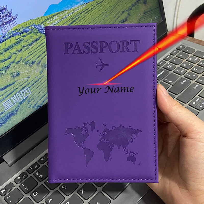 Custom Name on Passport Holder Travel Wallet Pu Cover for Passport Passeport Personnalisé (confirm name first then make order) )