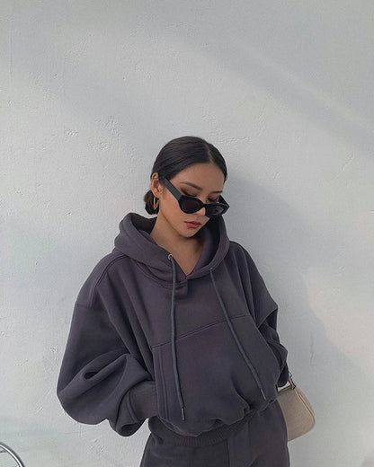 Casual New Fashion Hoodies Suit Women Winter Spring Solid Tracksuit Two Pieces Set Sports Pullover Sweatpants Sweatshirt Mujer