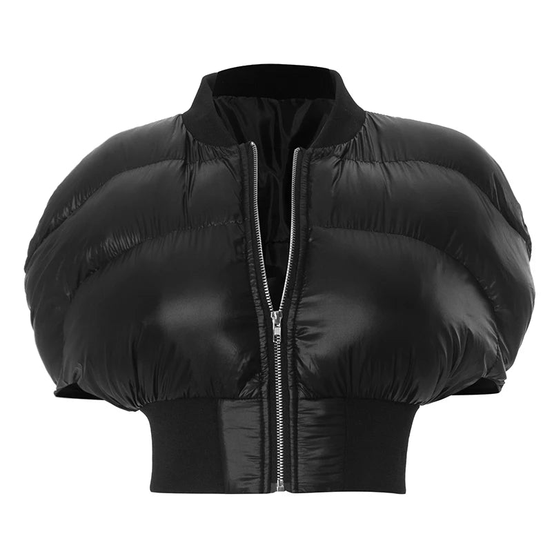 Weird Puss Hipster Zip Jacket Women Thick Padded Autumn New Fashion Shorts Sleeve Quilted Padded Casual Basic Wild Streetwear