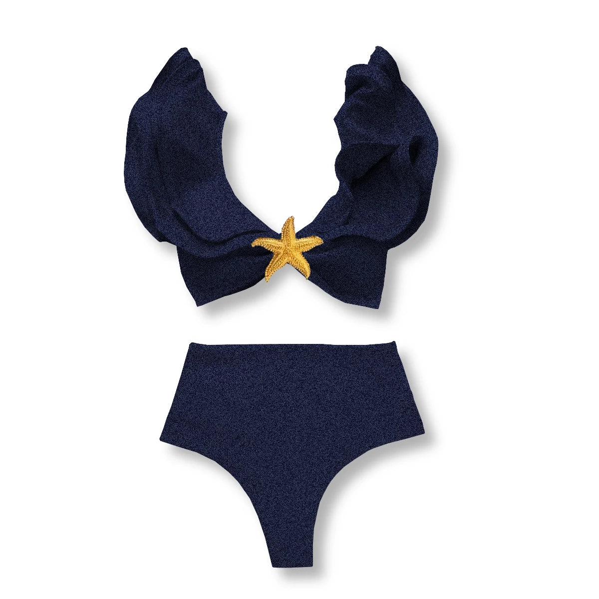 3 Pieces Sexy Bikinis Set Shoulder Ruffle Swimsuit Women 2025 Swimwear Shiny Star Swim Suits Female Bodysuit Bathsuit Beachwear