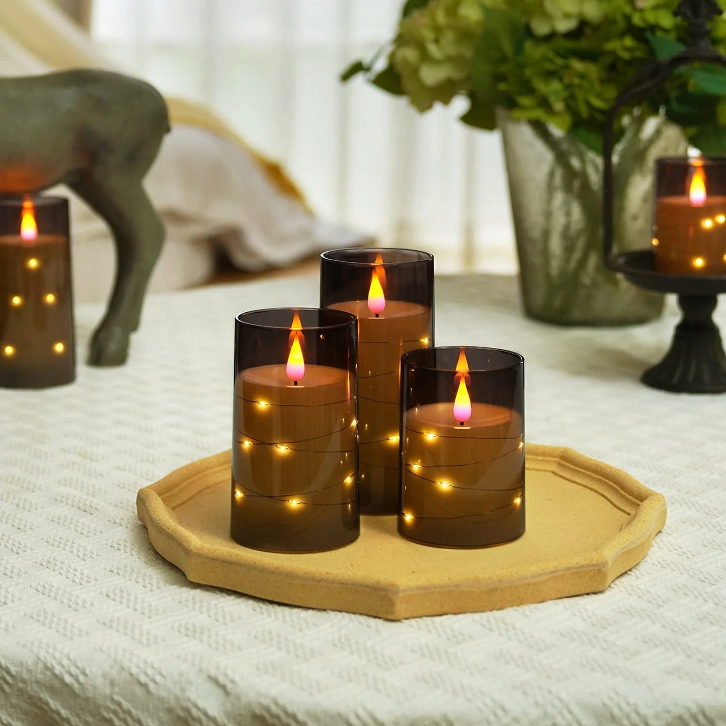 Flickering Flameless Candles Battery Operated Candles LED Candles with Remote Timer for Home Wedding Birthday Decor 3D Flame