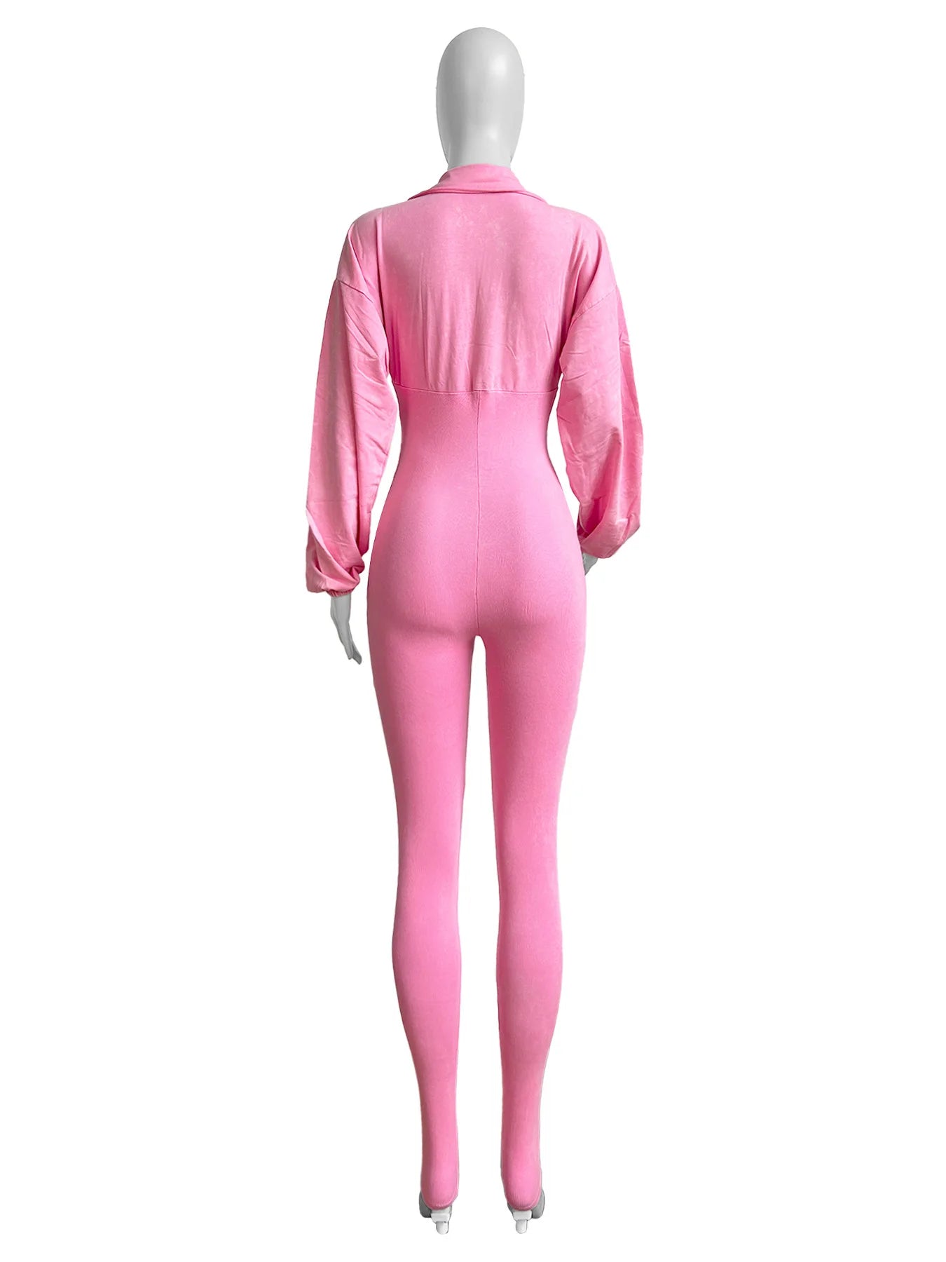 Women's Clothing 2025 Spring Summer New Fashion Bubble Sleeves Sexy Deep V Tight Waist Casual Long Sleeved Jumpsuit Pants