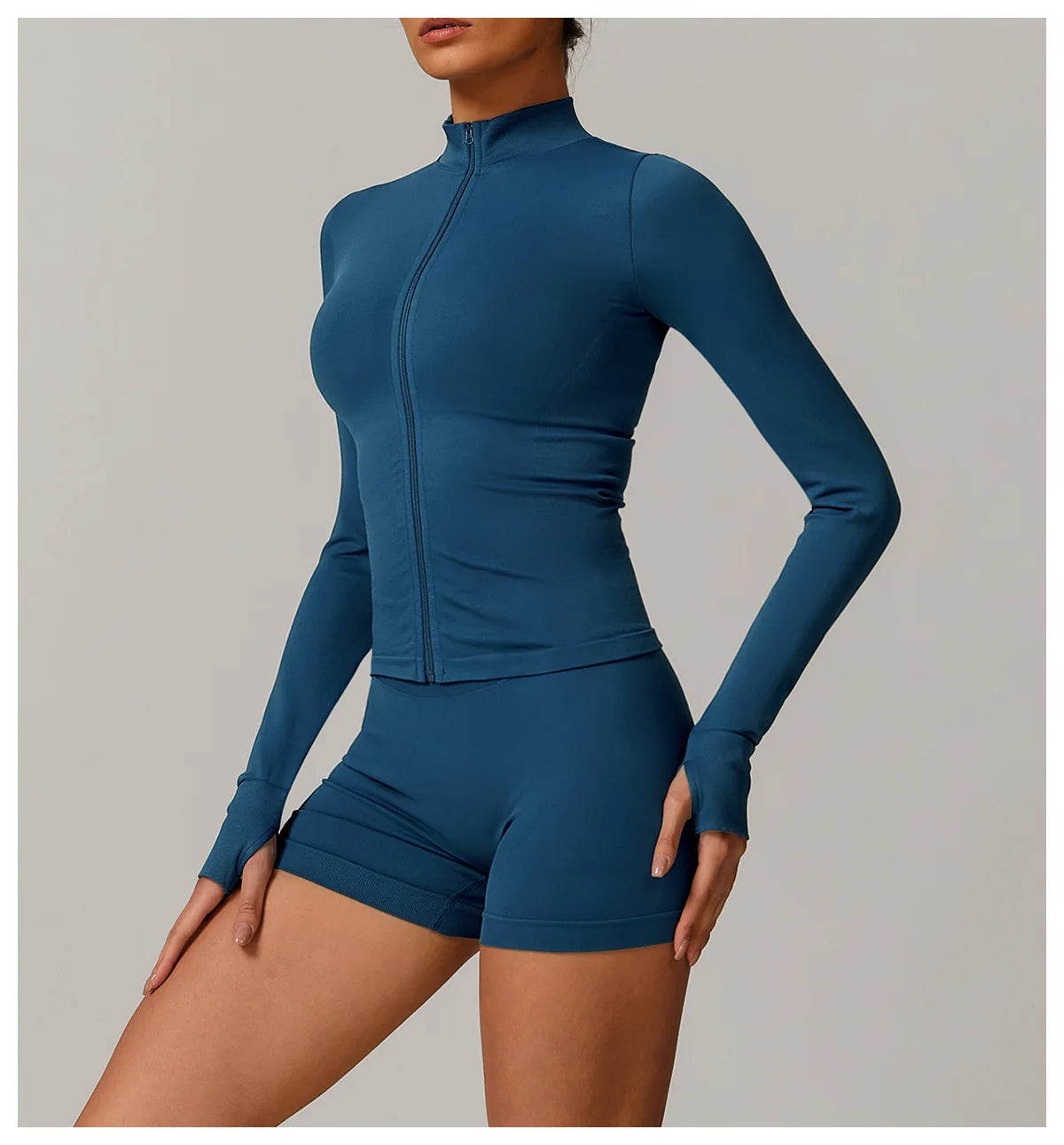 Customized LOGO women's seamless stand-up collar zipper yoga clothes jacket windproof slim top sports running jacket jacket