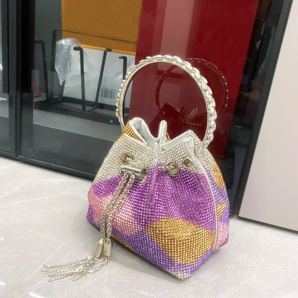 purses and handbags bags for women luxury Designer bucket clutch purse evening banquet bag Crystal rhinestone shoulder bags