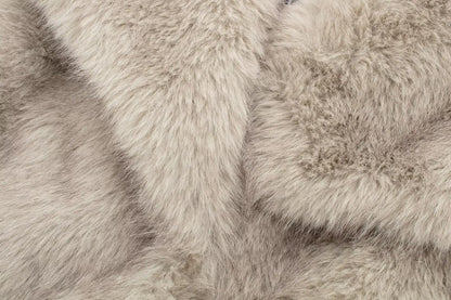TRAFZA Female Vintage Artificial Fur Effect Coats Lapel Warm Plush Long Sleeves Hidden Buttons Autumn Winter Casual Outerwear