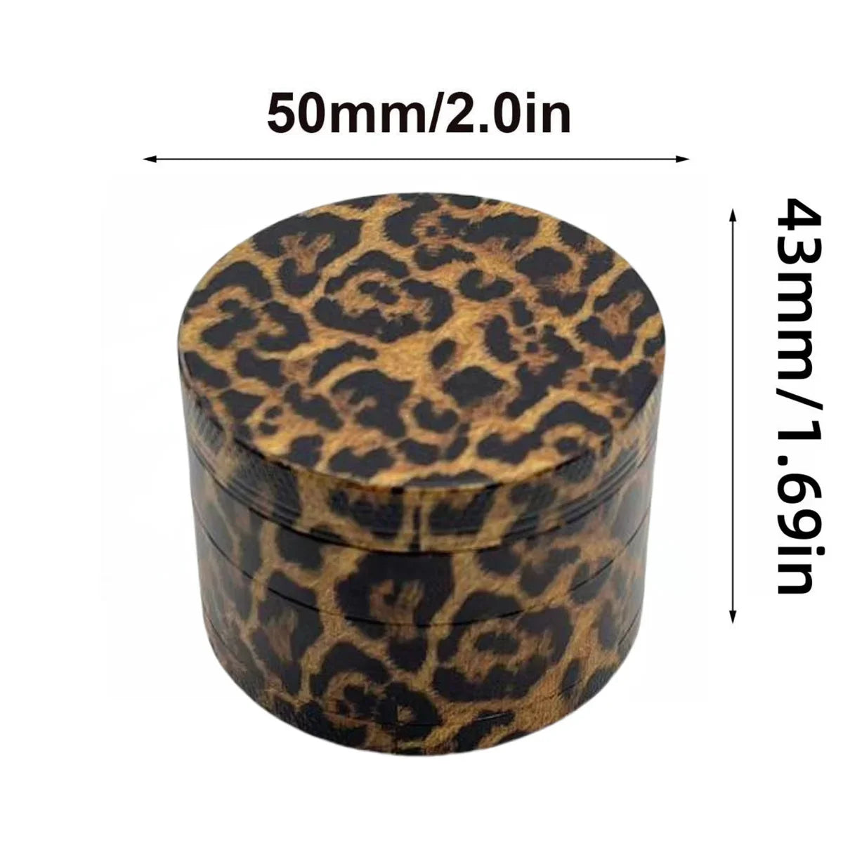 40/50mm Leopard Print Herb Grinder 4-layer Pepper Mill Salt Spice Mortar Metal Tobacco Grass Raw Grinder Smoking Kitchen Tool