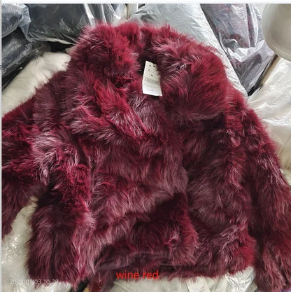 TRAFZA Female Vintage Artificial Fur Effect Coats Lapel Warm Plush Long Sleeves Hidden Buttons Autumn Winter Casual Outerwear