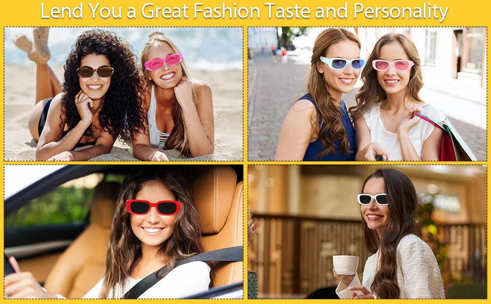 10-80Pcs Retro Rectangle Frame Sunglasses Hen Party Sunglasses Y2K Fashion Sunglasses for Woman Man Party Birthday Photograph