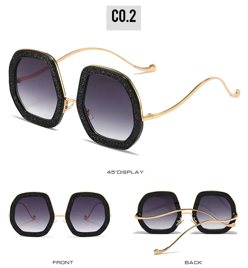 Big Frame Crystal Sun Glasses Women Cooling Designer Women Luxury Shades Lunette De Soleil Femme Googles Sunglasses Women 2022