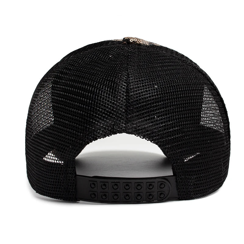 CNTANG New Women's Baseball Cap Summer Mesh Hat Fashion Leopard Spangle Design Hats For Woman Outdoors Sun Visor Adjustable