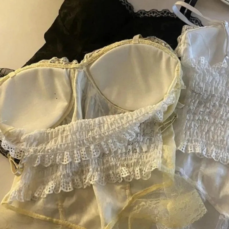 Y2K Sexy Crop Tops for Women Corset Lace Bandage Camisole Sleeveless Sling Tank Top Fashion Waistcoat Gift