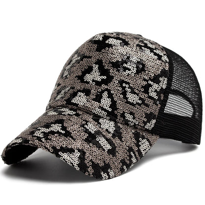 CNTANG New Women's Baseball Cap Summer Mesh Hat Fashion Leopard Spangle Design Hats For Woman Outdoors Sun Visor Adjustable