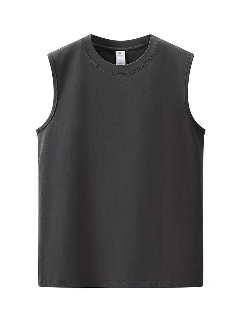 Custom LOGO Heavyweight Cotton Sleeveless T-shirt for Men and Women Summer Sports Tank Top Loose Sweatshirt for Men and Women