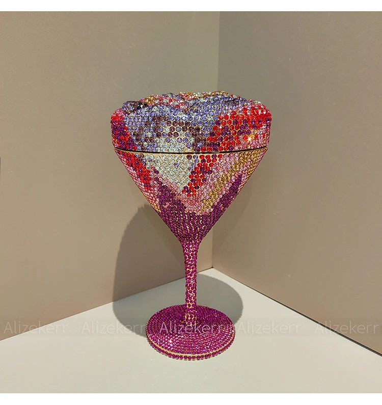 Alizekerr Goblet Rhinestone Evening Bags Women Gorgeous Boutique Unique Flower Crystal Clutch Purses And Handbags Wedding Party