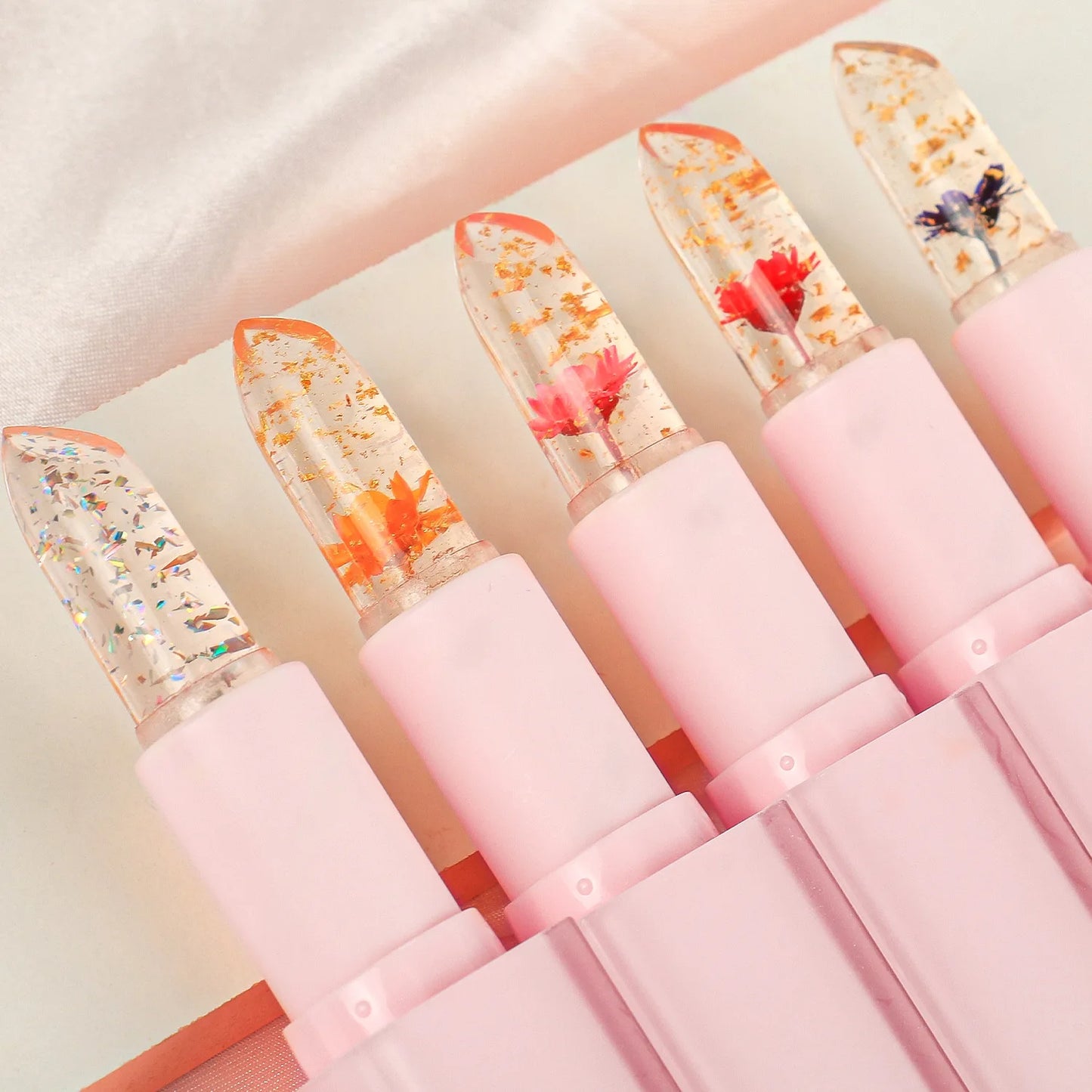 Crystal Jelly Lip Balm Private Label Pink Nourishing Moisturizing Lipstick Flower Temperature Color Changing Lip Plump Care