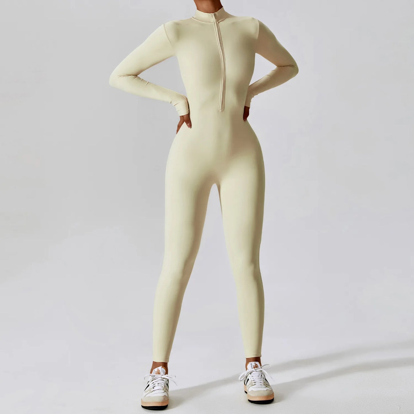 Customized LOGO women's zipper long-sleeved yoga onesie high-intensity fitness sports onesie tights
