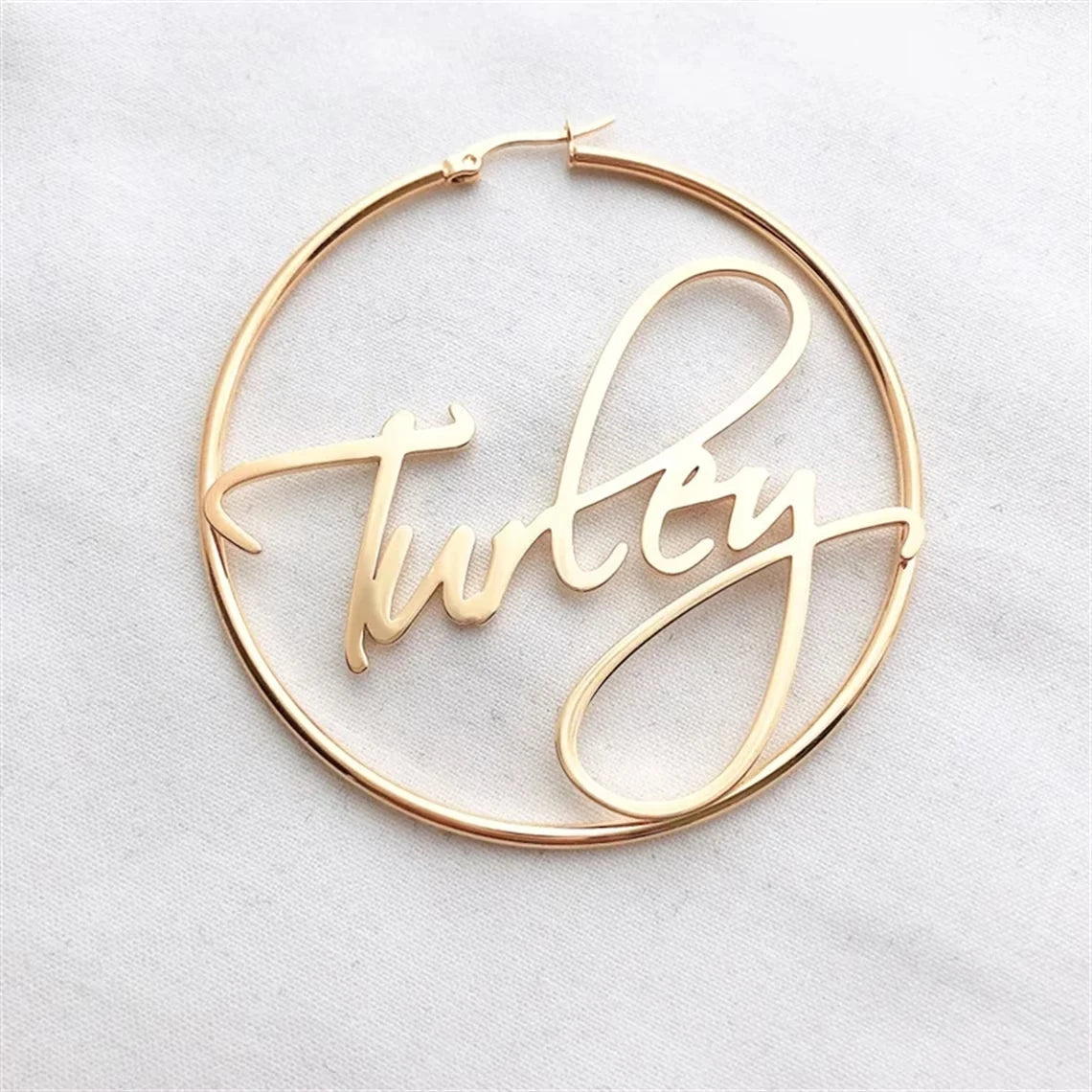316 Stainless Steel Custom Earrings 30-100MM  Name Hoop Personalized Big Name Earrings Women Gifts Custom 18K Gold Hoop