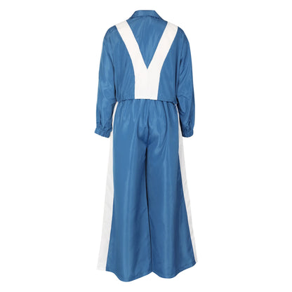 CM.YAYA Active Patchwork Women's Set Zipper Sweatshirt Jacket and Wide Leg Pants Suit 2025 INS Two 2 Piece Sets Outfit Tracksuit