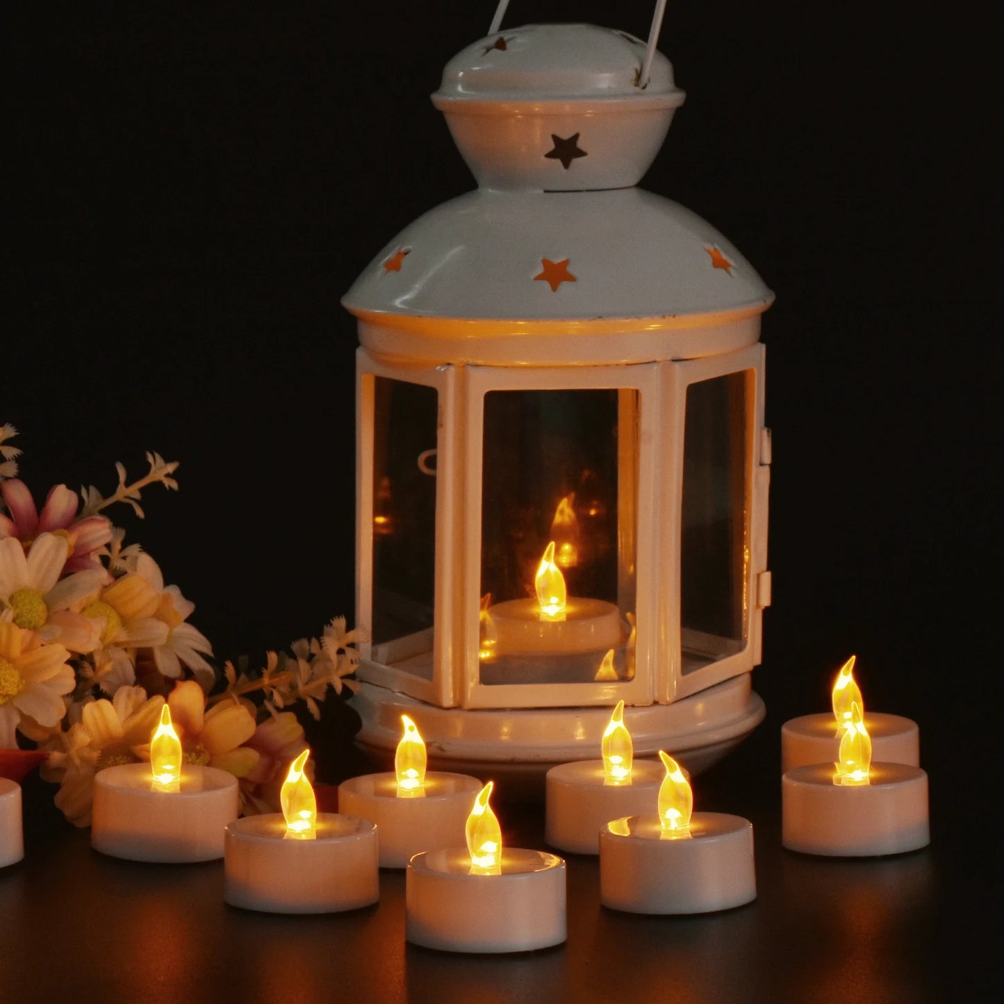 Candlium 12 Pack Warm Yellow Flameless LED Tea Light Candles Battery Operated 200+Hours For Votive Aniversary Wedding Decoration