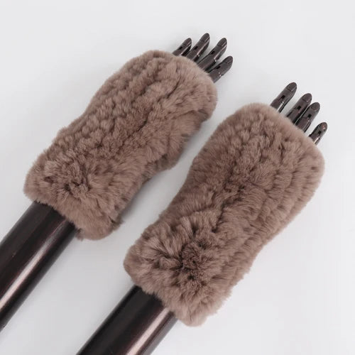New Style Fashion 100% Genuine Rex Rabbit Fur Lady Gloves Women Winter Keep Warm Real Fur Glove Elastic Knit Outdoor Fur Mittens