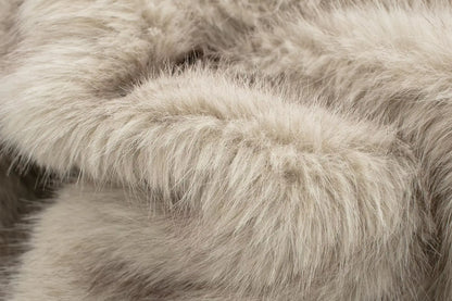 TRAFZA Female Vintage Artificial Fur Effect Coats Lapel Warm Plush Long Sleeves Hidden Buttons Autumn Winter Casual Outerwear