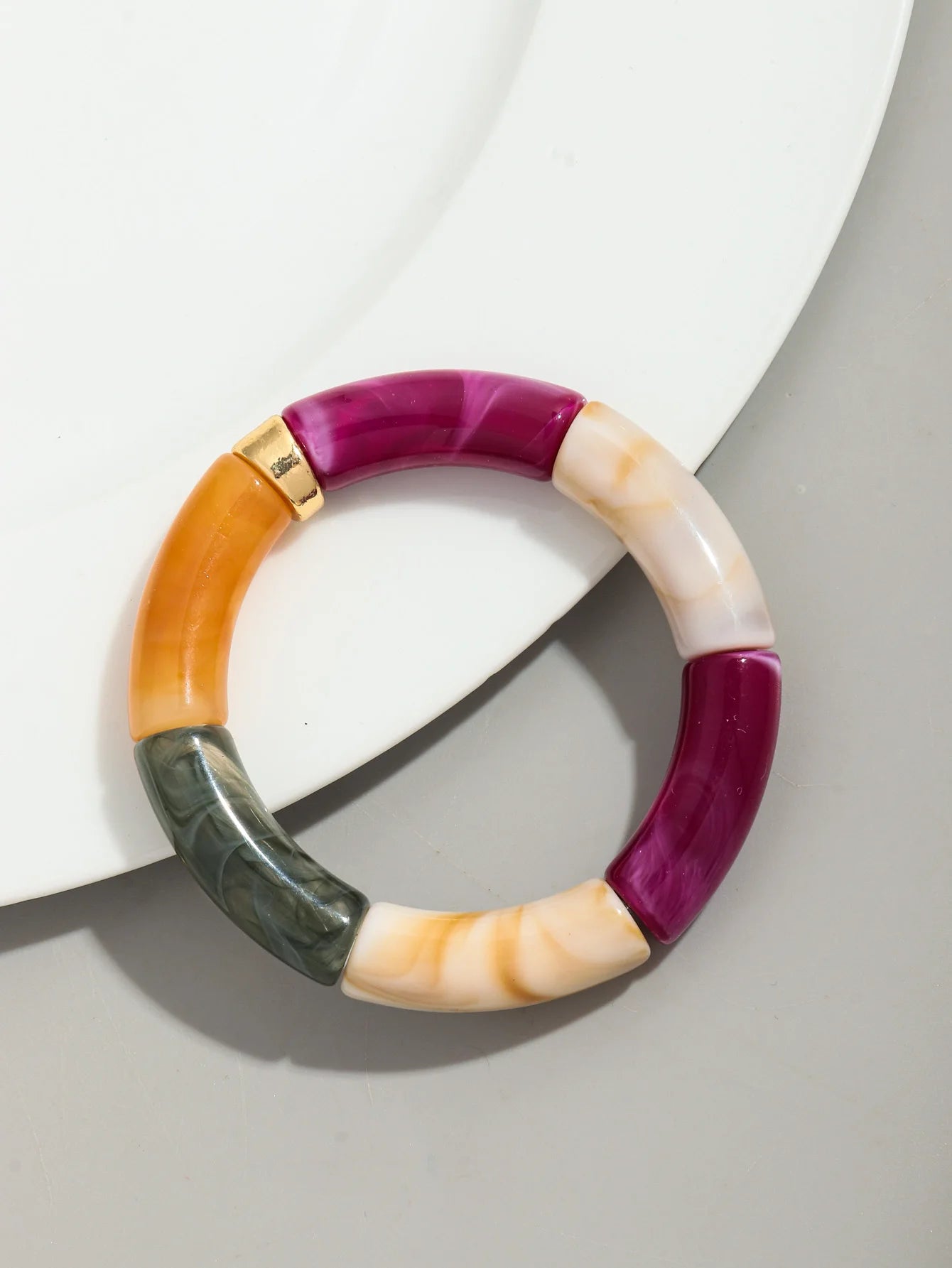 Bohomia New Acrylic Chunky Bamboo Stackable Bracelet for Women Boho Elastic Colorful Tube Beads Braceletes 2025 Fashion Jewelry