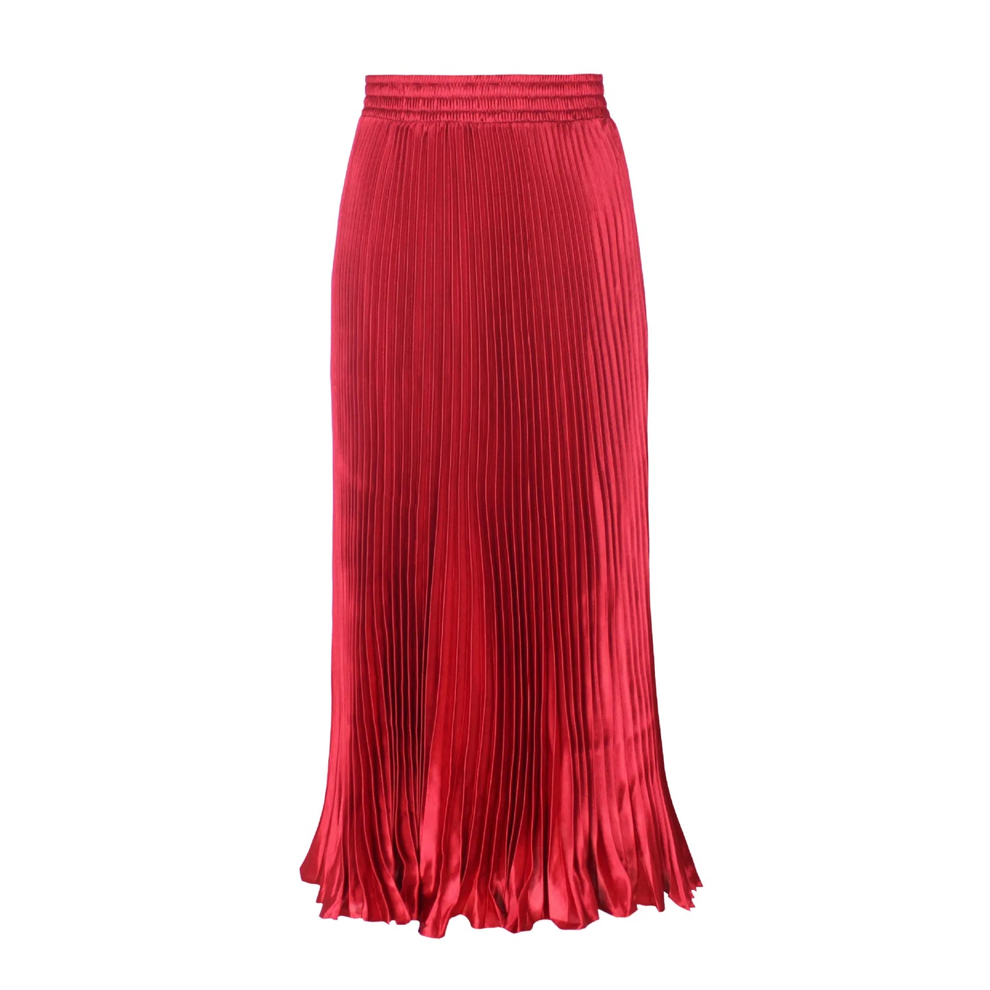 Women's Fashion Pleated Mermaid Long Skirt Korean Style Casual High Waist Satin Flowy Skirts Shiny 19 Colors 2024 Spring SK500