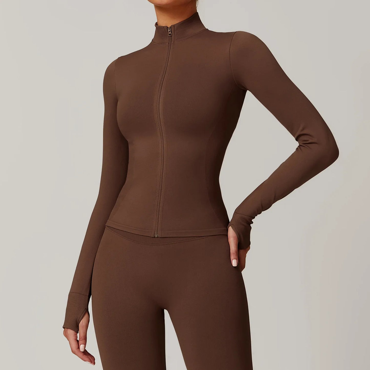 Customized LOGO women's seamless stand-up collar zipper yoga clothes jacket windproof slim top sports running jacket jacket