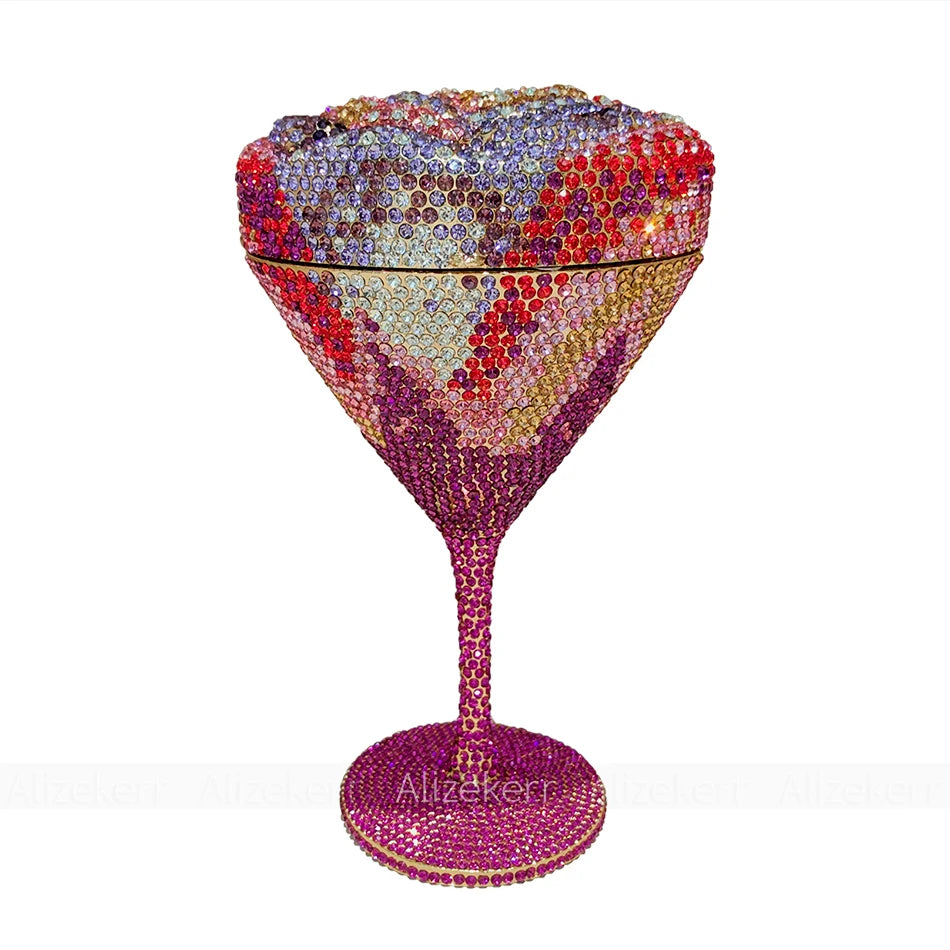 Alizekerr Goblet Rhinestone Evening Bags Women Gorgeous Boutique Unique Flower Crystal Clutch Purses And Handbags Wedding Party