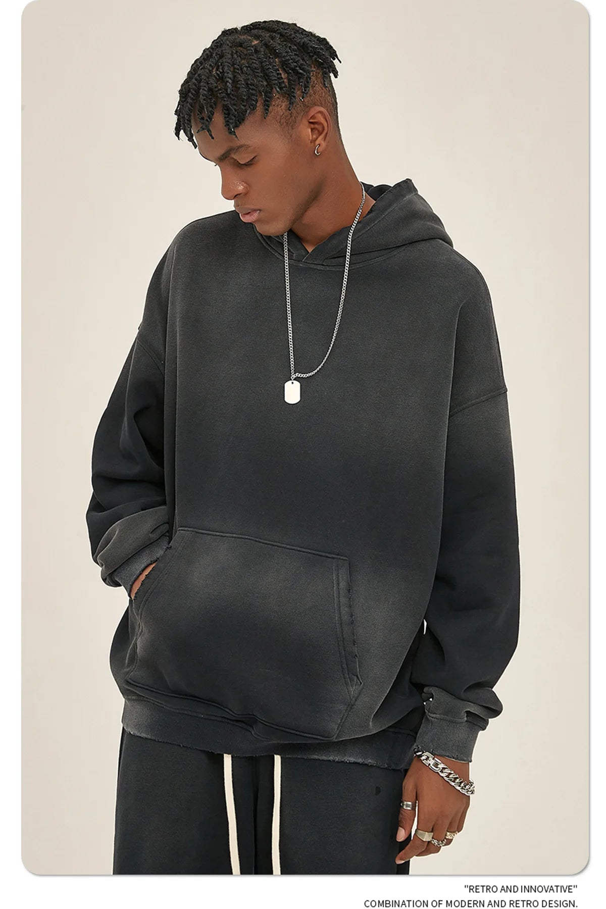 Custom LOGO 2025 autumn winter new 360G heavy sweater men's women's spray-dyeing old thickened hooded trendy sweater trousers clothes set