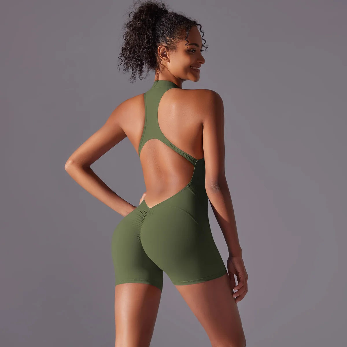 Customized LOGO High-intensity nude tight sports back onesie yoga running fitness clothes