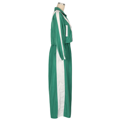 CM.YAYA Active Patchwork Women's Set Zipper Sweatshirt Jacket and Wide Leg Pants Suit 2025 INS Two 2 Piece Sets Outfit Tracksuit