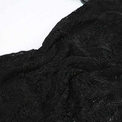 Cuteandpsycho Sexy Lace Patchwork Y2K Camisoles Backless Transparent Slim Outfits Party 90s Vintage Clubwear Halter Neck Tops