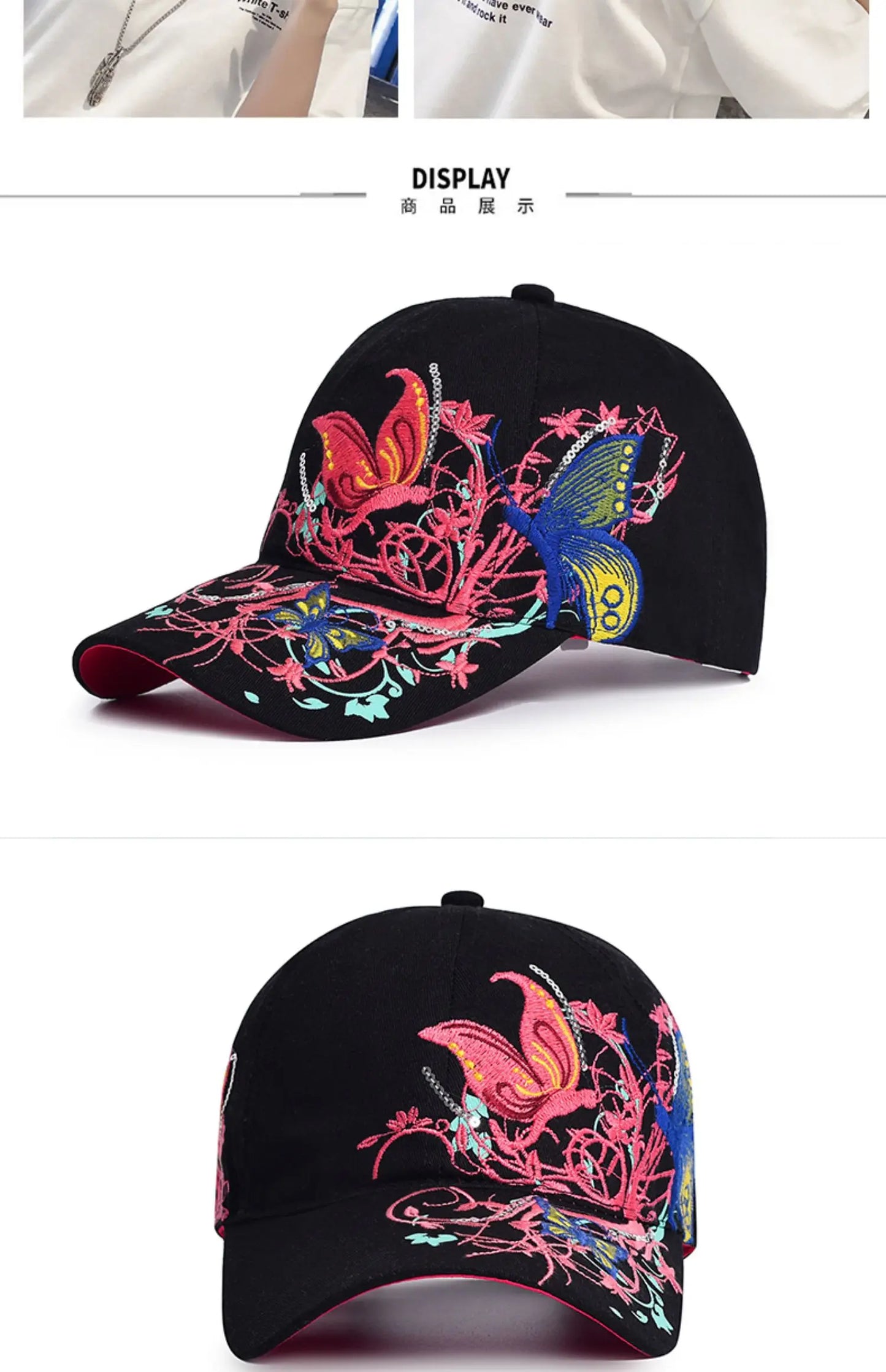 Baseball Cap Women Embroidered Flower Baseball Hat Spring Summer Hats For Women Cotton Snapback Vintage Ethnic Style Sun Visor