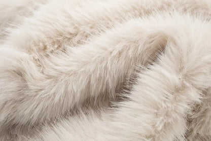 TRAFZA Female Vintage Artificial Fur Effect Coats Lapel Warm Plush Long Sleeves Hidden Buttons Autumn Winter Casual Outerwear